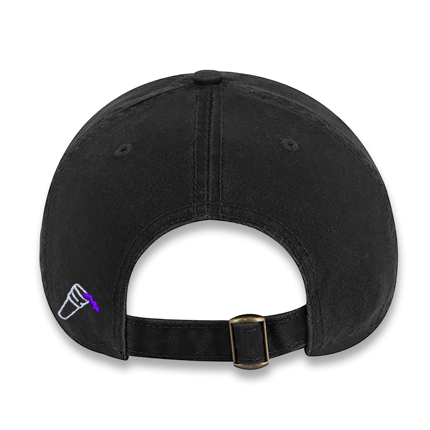 Back view of black unstructured cap with white PURP logo embroidered on the front. Showing small double cup embroidered on the side.

Purple Wax - 3rd Coast Skate Wax - Out the Mud Since 2014 - Skateboard Wax and Apparel