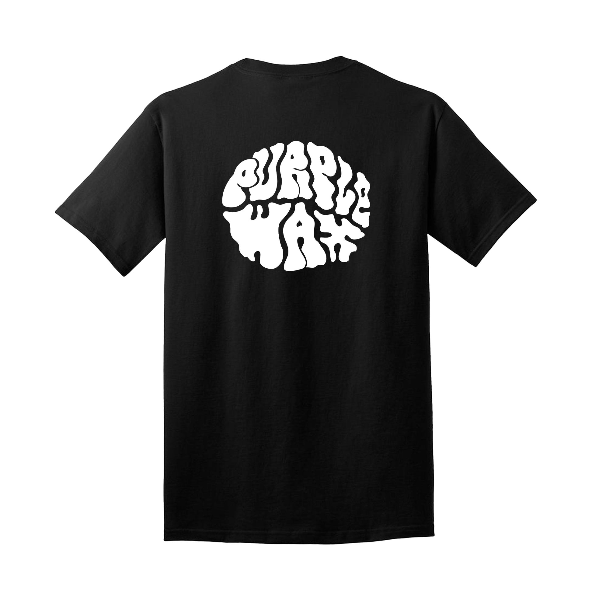 Black t-shirt with white Purple Wax logo printed on the front and back.

Purple Wax - 3rd Coast Skate Wax - Out the Mud Since 2014 - Skateboard Wax and Apparel

