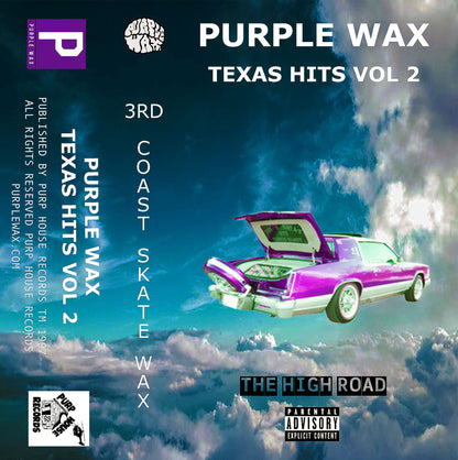 White and blue skate wax cassette tape. Volume 2: The High Road. Premium skateboard wax. Comes in a cassette case, with Purple Wax tape cover.

Purple Wax - 3rd Coast Skate Wax - Out the Mud Since 2014 - Skateboard Wax and Apparel